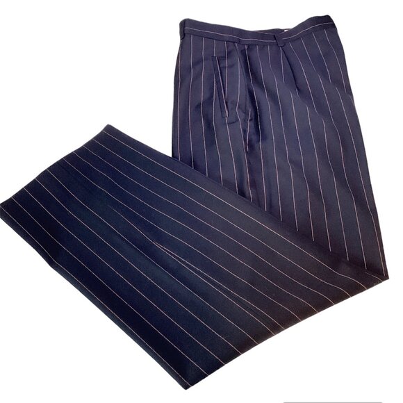 VINTAGE Jobis 2-piece Pinstriped Navy/Pink Pant Suit - Size EU38 - Picture 12 of 16